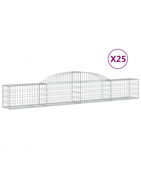 Cesti Gabbioni ad Arco 25 pz 300x30x40/60 cm Ferro Zincato