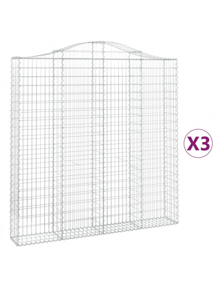 Cesti Gabbioni ad Arco 3 pz 200x30x200/220 cm Ferro Zincato