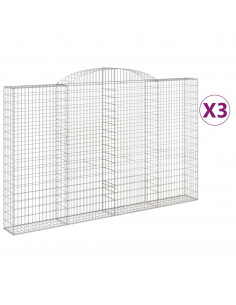 Cesti Gabbioni ad Arco 3 pz 300x30x180/200 cm Ferro Zincato