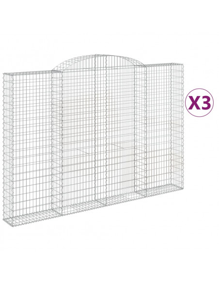 Cesti Gabbioni ad Arco 3 pz 300x30x200/220 cm Ferro Zincato