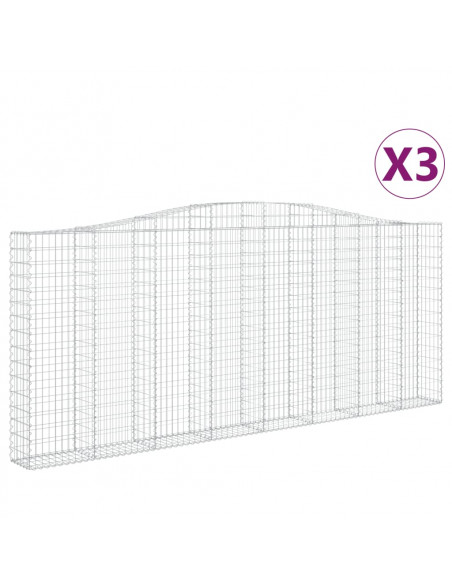 Cesti Gabbioni ad Arco 3 pz 400x30x160/180 cm Ferro Zincato