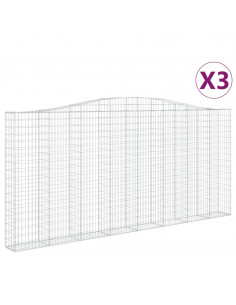 Cesti Gabbioni ad Arco 3 pz 400x30x180/200 cm Ferro Zincato