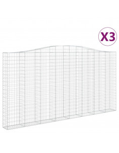 Cesti Gabbioni ad Arco 3 pz 400x30x200/220 cm Ferro Zincato