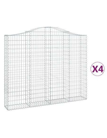 Cesti Gabbioni ad Arco 4 pz 200x30x160/180 cm Ferro Zincato