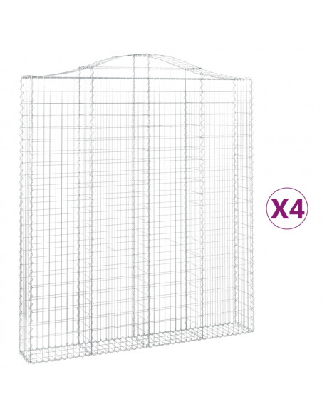 Cesti Gabbioni ad Arco 4 pz 200x30x220/240 cm Ferro Zincato