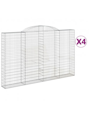 Cesti Gabbioni ad Arco 4 pz 300x30x180/200 cm Ferro Zincato