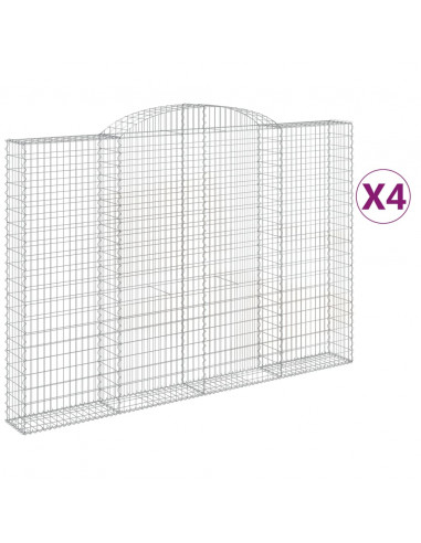 Cesti Gabbioni ad Arco 4 pz 300x30x200/220 cm Ferro Zincato