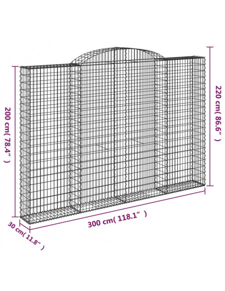 Cesti Gabbioni ad Arco 4 pz 300x30x200/220 cm Ferro Zincato