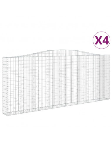 Cesti Gabbioni ad Arco 4 pz 400x30x160/180 cm Ferro Zincato
