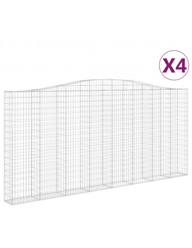 Cesti Gabbioni ad Arco 4 pz 400x30x180/200 cm Ferro Zincato