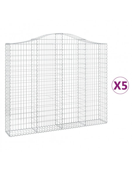 Cesti Gabbioni ad Arco 5 pz 200x30x160/180 cm Ferro Zincato
