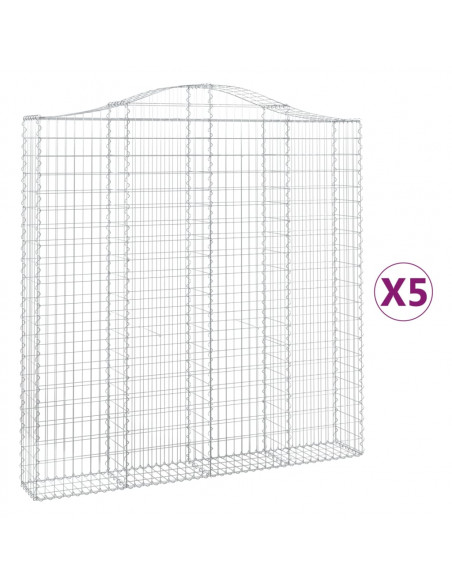 Cesti Gabbioni ad Arco 5 pz 200x30x200/220 cm Ferro Zincato