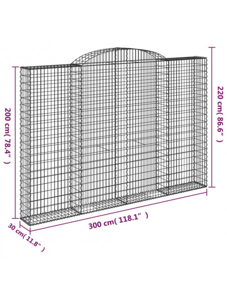 Cesti Gabbioni ad Arco 5 pz 300x30x200/220 cm Ferro Zincato