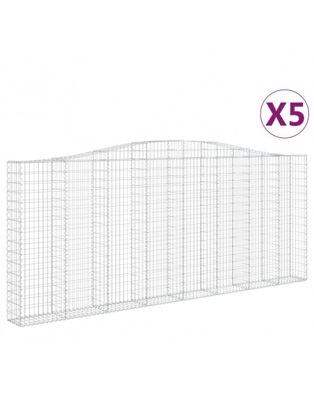 Cesti Gabbioni ad Arco 5 pz 400x30x160/180 cm Ferro Zincato