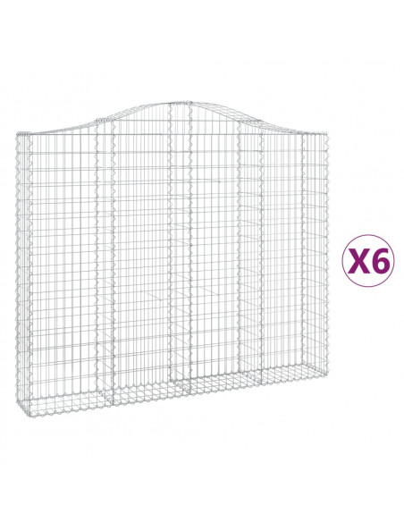 Cesti Gabbioni ad Arco 6 pz 200x30x160/180 cm Ferro Zincato