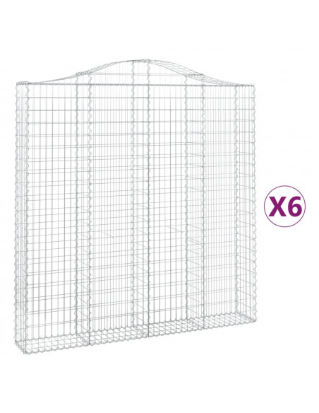 Cesti Gabbioni ad Arco 6 pz 200x30x200/220 cm Ferro Zincato