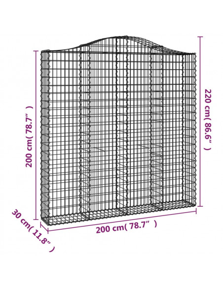 Cesti Gabbioni ad Arco 6 pz 200x30x200/220 cm Ferro Zincato