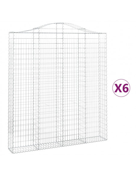 Cesti Gabbioni ad Arco 6 pz 200x30x220/240 cm Ferro Zincato