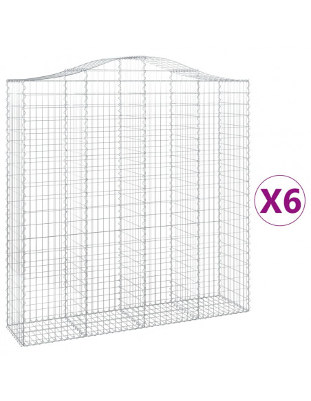 Cesti Gabbioni ad Arco 6 pz 200x50x200/220 cm Ferro Zincato