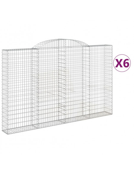 Cesti Gabbioni ad Arco 6 pz 300x30x180/200 cm Ferro Zincato