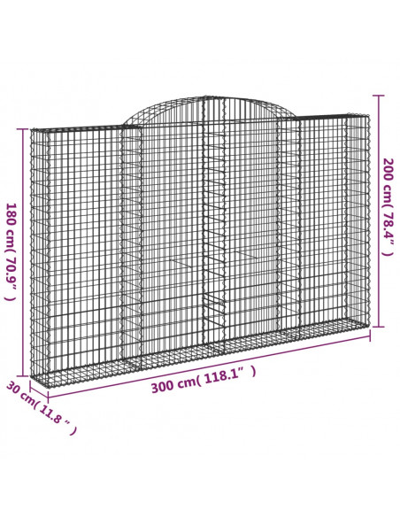 Cesti Gabbioni ad Arco 6 pz 300x30x180/200 cm Ferro Zincato