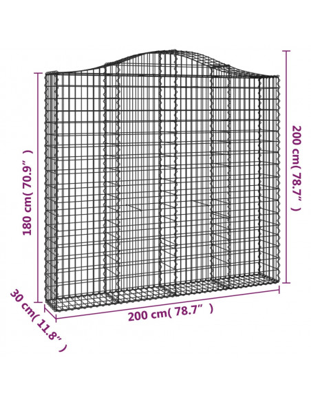 Cesti Gabbioni ad Arco 7 pz 200x30x180/200 cm Ferro Zincato