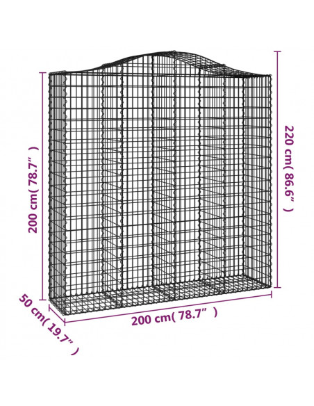 Cesti Gabbioni ad Arco 7 pz 200x50x200/220 cm Ferro Zincato
