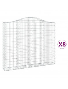 Cesti Gabbioni ad Arco 8 pz 200x30x160/180 cm Ferro Zincato