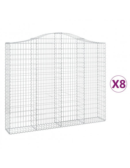 Cesti Gabbioni ad Arco 8 pz 200x30x160/180 cm Ferro Zincato
