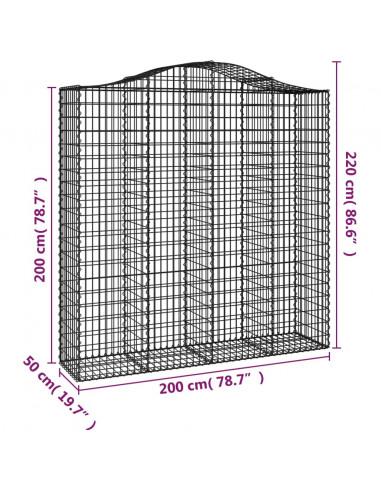Cesti Gabbioni ad Arco 8 pz 200x50x200/220 cm Ferro Zincato