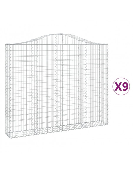 Cesti Gabbioni ad Arco 9 pz 200x30x160/180 cm Ferro Zincato