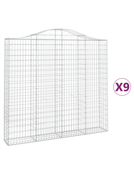 Cesti Gabbioni ad Arco 9 pz 200x30x180/200 cm Ferro Zincato