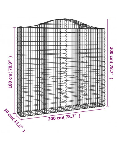 Cesti Gabbioni ad Arco 9 pz 200x30x180/200 cm Ferro Zincato