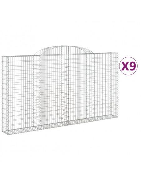 Cesti Gabbioni ad Arco 9 pz 300x30x160/180 cm Ferro Zincato