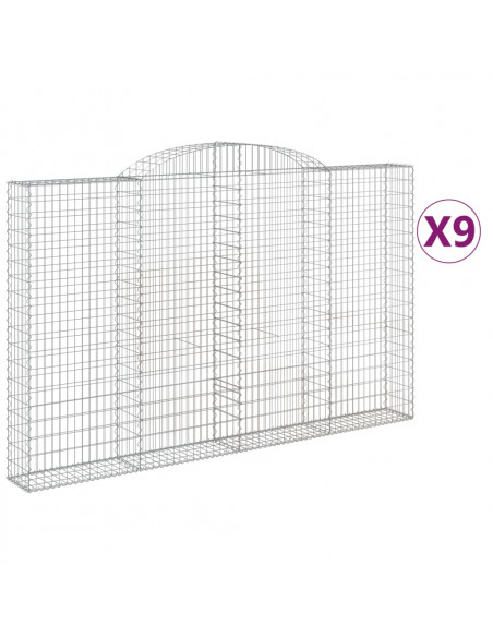 Cesti Gabbioni ad Arco 9 pz 300x30x180/200 cm Ferro Zincato