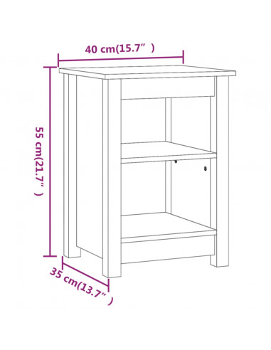 Comodino 40x35x55 cm in Legno Massello di Pino