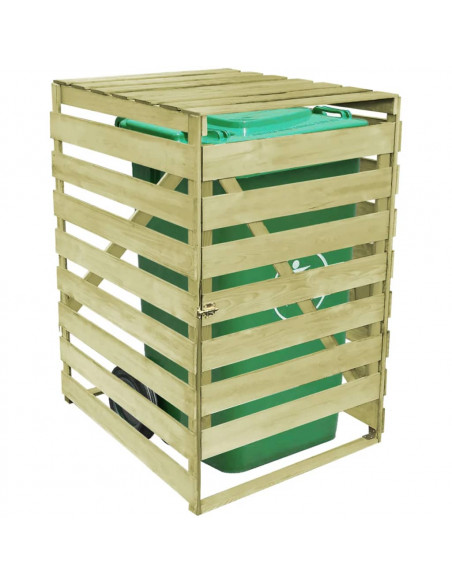 Copribidone per Spazzatura Singolo 240 L in Legno Impregnato