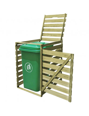 Copribidone per Spazzatura Singolo 240 L in Legno Impregnato