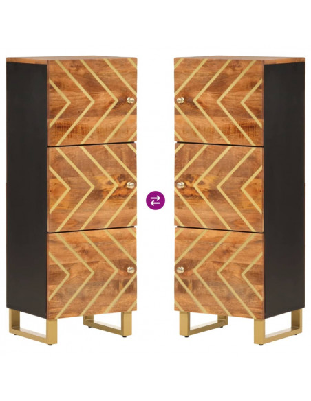 Credenza Marrone e Nera 40x33,5x110 cm Legno Massello di Mango
