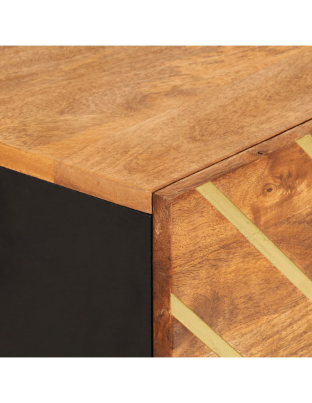 Credenza Marrone e Nera 40x33,5x110 cm Legno Massello di Mango