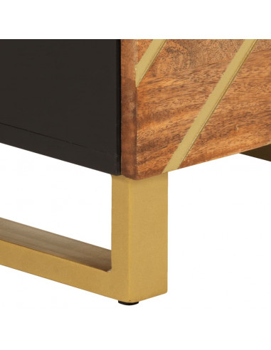 Credenza Marrone e Nera 40x33,5x110 cm Legno Massello di Mango