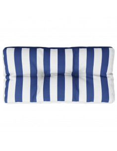 Cuscino per Pallet Strisce Bianche e Blu 70x40x12 cm in Tessuto
