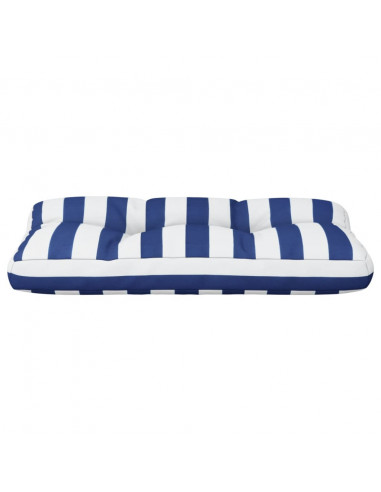 Cuscino per Pallet Strisce Bianche e Blu 70x40x12 cm in Tessuto
