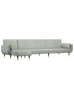 Divano Letto a L Grigio Chiaro 275x140x70 cm in Velluto