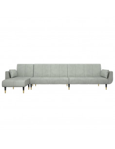 Divano Letto a L Grigio Chiaro 275x140x70 cm in Velluto 2