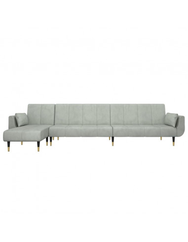 Divano Letto a L Grigio Chiaro 275x140x70 cm in Velluto