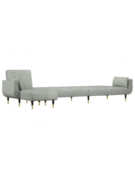 Divano Letto a L Grigio Chiaro 275x140x70 cm in Velluto