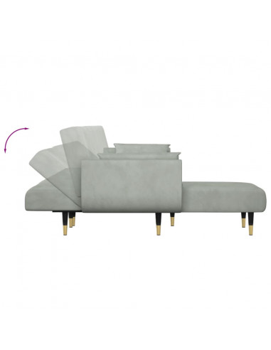 Divano Letto a L Grigio Chiaro 275x140x70 cm in Velluto