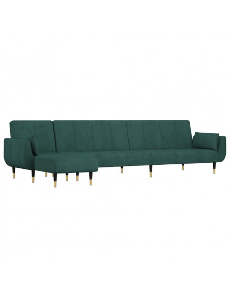 Divano Letto a L Verde Scuro 275x140x70 cm in Velluto