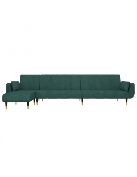 Divano Letto a L Verde Scuro 275x140x70 cm in Velluto